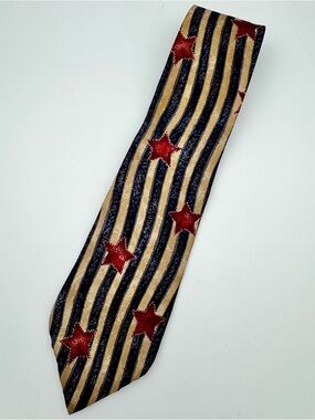 Vintage Chaps Ralph Lauren American Flag Tie 4th July Stars Stripes Made USA